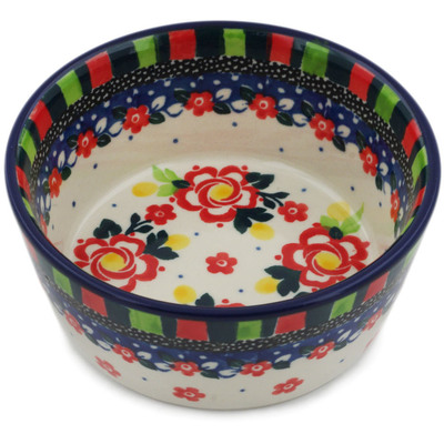 Polish Pottery Bowl 5&quot; Floral Puzzles UNIKAT