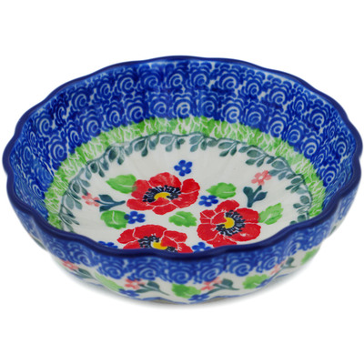 Polish Pottery Bowl 5&quot; Flourishing Flowers