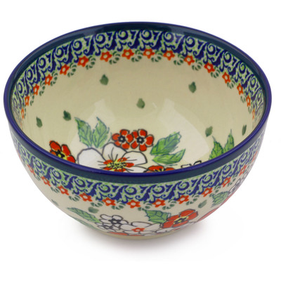 Polish Pottery Bowl 5&quot; Flower Heaven UNIKAT