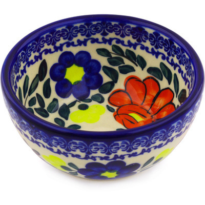 Polish Pottery Bowl 5&quot; Flower Party