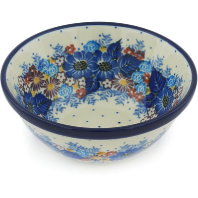 Polish Pottery Bowl 5&quot; Flower Wreath UNIKAT