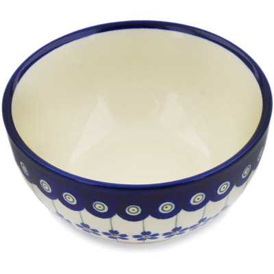 Polish Pottery Bowl 5&quot; Flowering Peacock