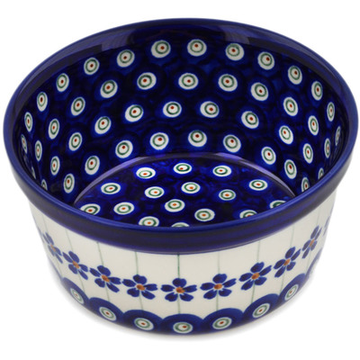 Polish Pottery Bowl 5&quot; Flowering Peacock