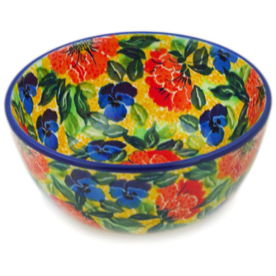Polish Pottery Bowl 5&quot; Flowers Collected On A Sunny Day UNIKAT