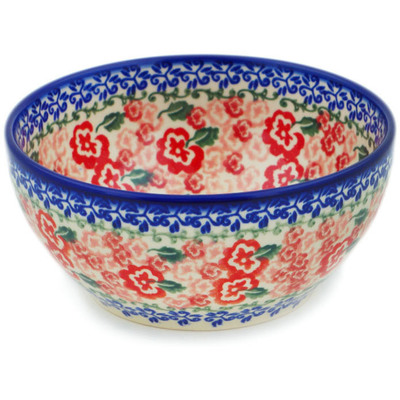 Polish Pottery Bowl 5&quot; Fluctuating Pansy&#039;s