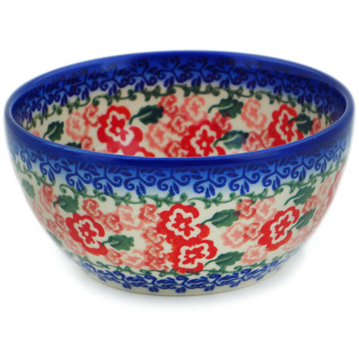 Polish Pottery Bowl 5&quot; Fluctuating Pansy&#039;s