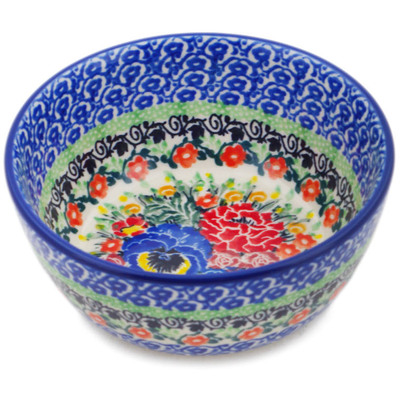 Polish Pottery Bowl 5&quot; Folk Meadow UNIKAT