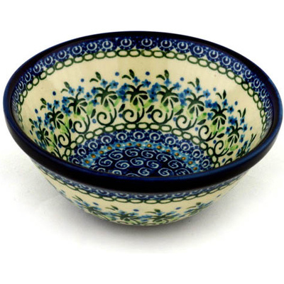 Polish Pottery Bowl 5" Forget Me Not Circle UNIKAT