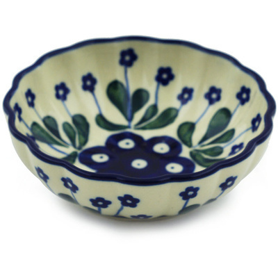 Polish Pottery Bowl 5&quot; Forget-me-not Peacock