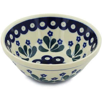 Polish Pottery Bowl 5&quot; Forget-me-not Peacock