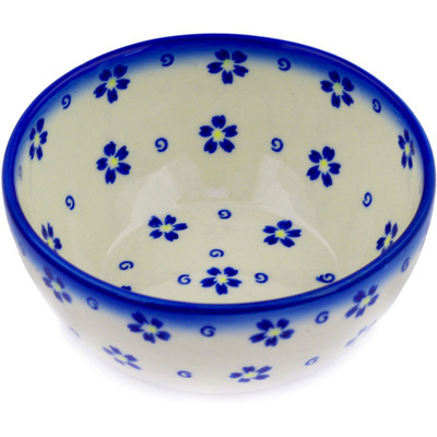 Polish Pottery Bowl 5&quot; Forget Me Not Swirls