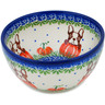 Polish Pottery Bowl 5&quot; Frenchie In A Pumpkin