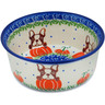 Polish Pottery Bowl 5&quot; Frenchie In A Pumpkin