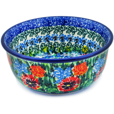 Polish Pottery Bowl 5&quot; Fresh Blossoms UNIKAT