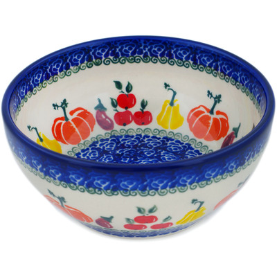 Polish Pottery Bowl 5&quot; Fresh Vegetable Garden