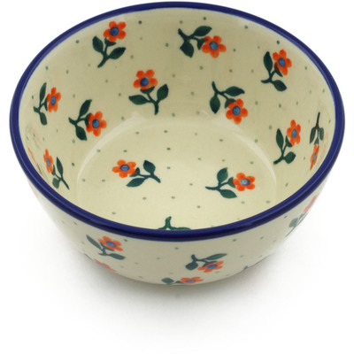 Polish Pottery Bowl 5&quot; Full Bloom