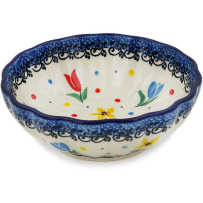 Polish Pottery Bowl 5&quot; Full Bloom UNIKAT
