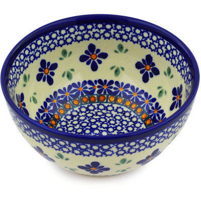 Polish Pottery Bowl 5&quot; Gangham Flower Chain