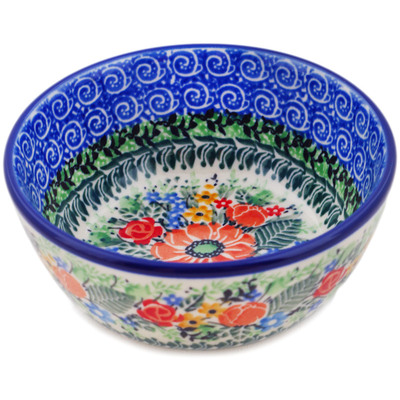 Polish Pottery Bowl 5&quot; Garden Of Happiness UNIKAT