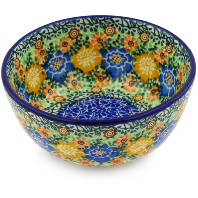 Polish Pottery Bowl 5&quot; Garden Symphony UNIKAT