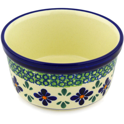 Polish Pottery Bowl 5&quot; Gingham Flowers