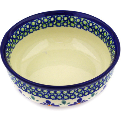 Polish Pottery Bowl 5&quot; Gingham Flowers