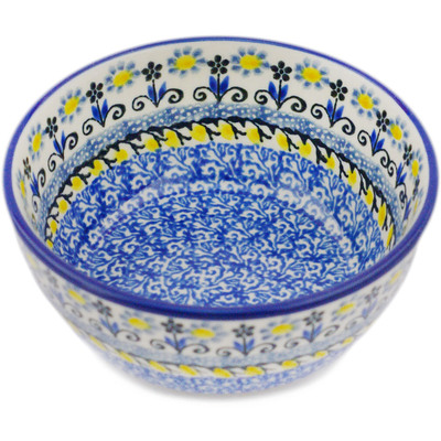 Polish Pottery Bowl 5" Glorious Daisy Blue