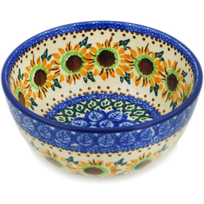 Polish Pottery Bowl 5&quot; Golden Autumn UNIKAT