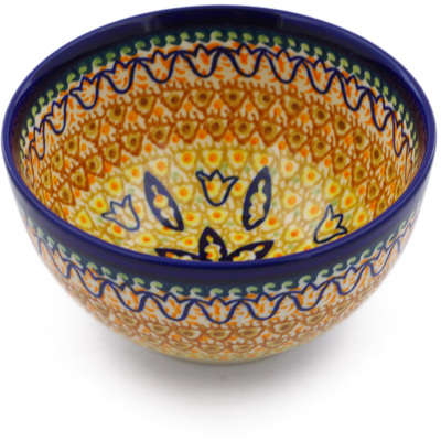 Polish Pottery Bowl 5&quot; Golden Tulip UNIKAT