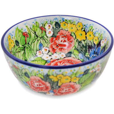 Polish Pottery Bowl 5&quot; Grandma&#039;s Bouquet UNIKAT