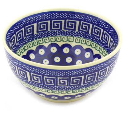 Polish Pottery Bowl 5&quot; Grecian Peacock