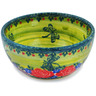 Polish Pottery Bowl 5&quot; Green Dragonfly UNIKAT