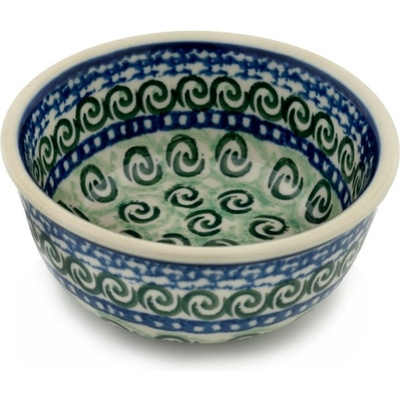 Polish Pottery Bowl 5&quot; Green Galaxy