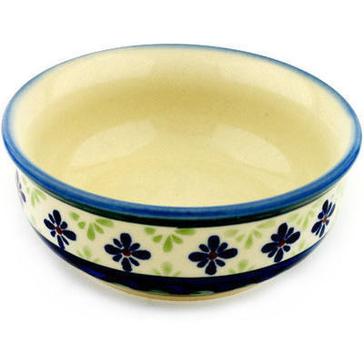 Polish Pottery Bowl 5" Green Gingham Peacock