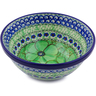 Polish Pottery Bowl 5&quot; Green Pansies UNIKAT