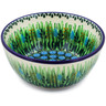 Polish Pottery Bowl 5&quot; Green Prairie UNIKAT