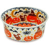 Polish Pottery Bowl 5&quot; Halloween Spooky Pumpkin