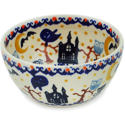Polish Pottery Bowl 5&quot; Halloween Spooky Vibe