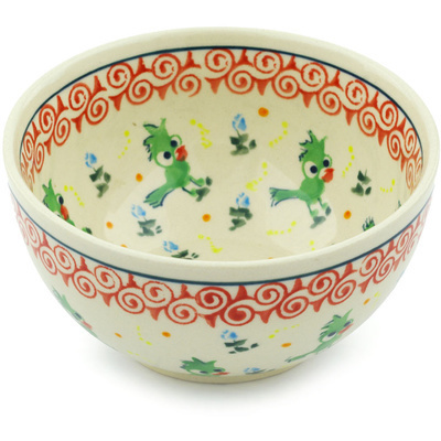 Polish Pottery Bowl 5&quot; Happy Bird