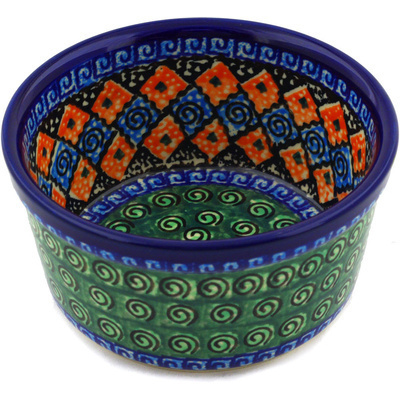 Polish Pottery Bowl 5&quot; Harlequin UNIKAT