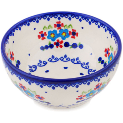Polish Pottery Bowl 5&quot; Hearts And Flowers