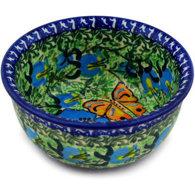 Polish Pottery Bowl 5&quot; Herbal Azure UNIKAT
