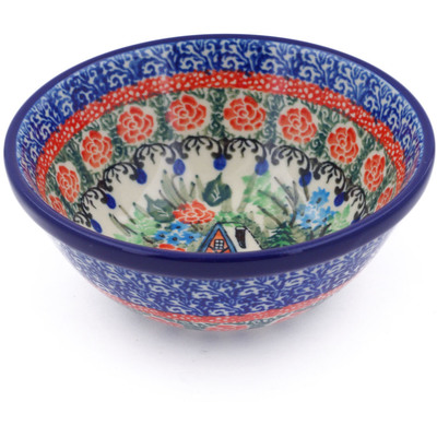 Polish Pottery Bowl 5&quot; Hidden Cottage UNIKAT