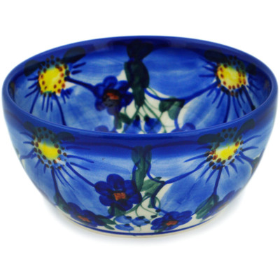 Polish Pottery Bowl 5&quot; Himalayan Blue Poppy UNIKAT