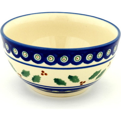 Polish Pottery Bowl 5&quot; Holly Peacock