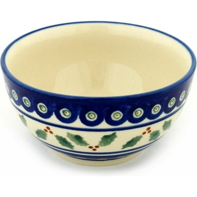 Polish Pottery Bowl 5&quot; Holly Peacock