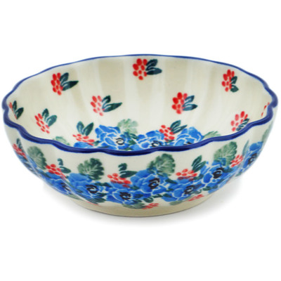Polish Pottery Bowl 5&quot; Indigo Roses