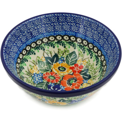 Polish Pottery Bowl 5&quot; Iris Meadow UNIKAT