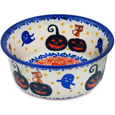 Polish Pottery Bowl 5&quot; Jack-o-lantern Fun