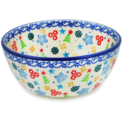 Polish Pottery Bowl 5&quot; Joyful Cheer UNIKAT